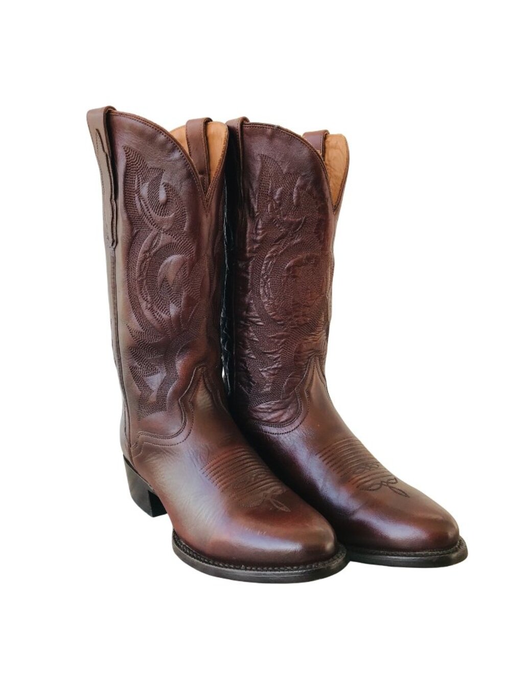 El Dorado Brown Calfskin Leather Cowboy Western Boots Mens 8.5 D Handmade